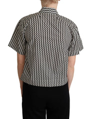 Dolce & Gabbana Black White Zigzag Collar Cotton Top Shirt -   -  Dolce & Gabbana.