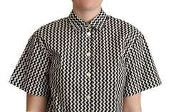 Dolce & Gabbana Black White Zigzag Collar Cotton Top Shirt -   -  Dolce & Gabbana.