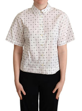 Dolce & Gabbana White Polka Dot Cotton Collared Shirt Top -   -  Dolce & Gabbana.