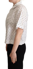 Dolce & Gabbana White Polka Dot Cotton Collared Shirt Top -   -  Dolce & Gabbana.