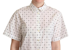 Dolce & Gabbana White Polka Dot Cotton Collared Shirt Top -   -  Dolce & Gabbana.