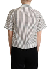 Dolce & Gabbana White Black Striped Collared Shirt -   -  Dolce & Gabbana.