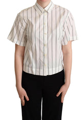 Dolce & Gabbana White Black Stripes Collared Shirt Top -   -  Dolce & Gabbana.