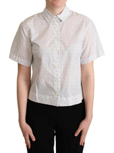 Dolce & Gabbana White Black Polka Dots Collar Blouse Shirt -   -  Dolce & Gabbana.