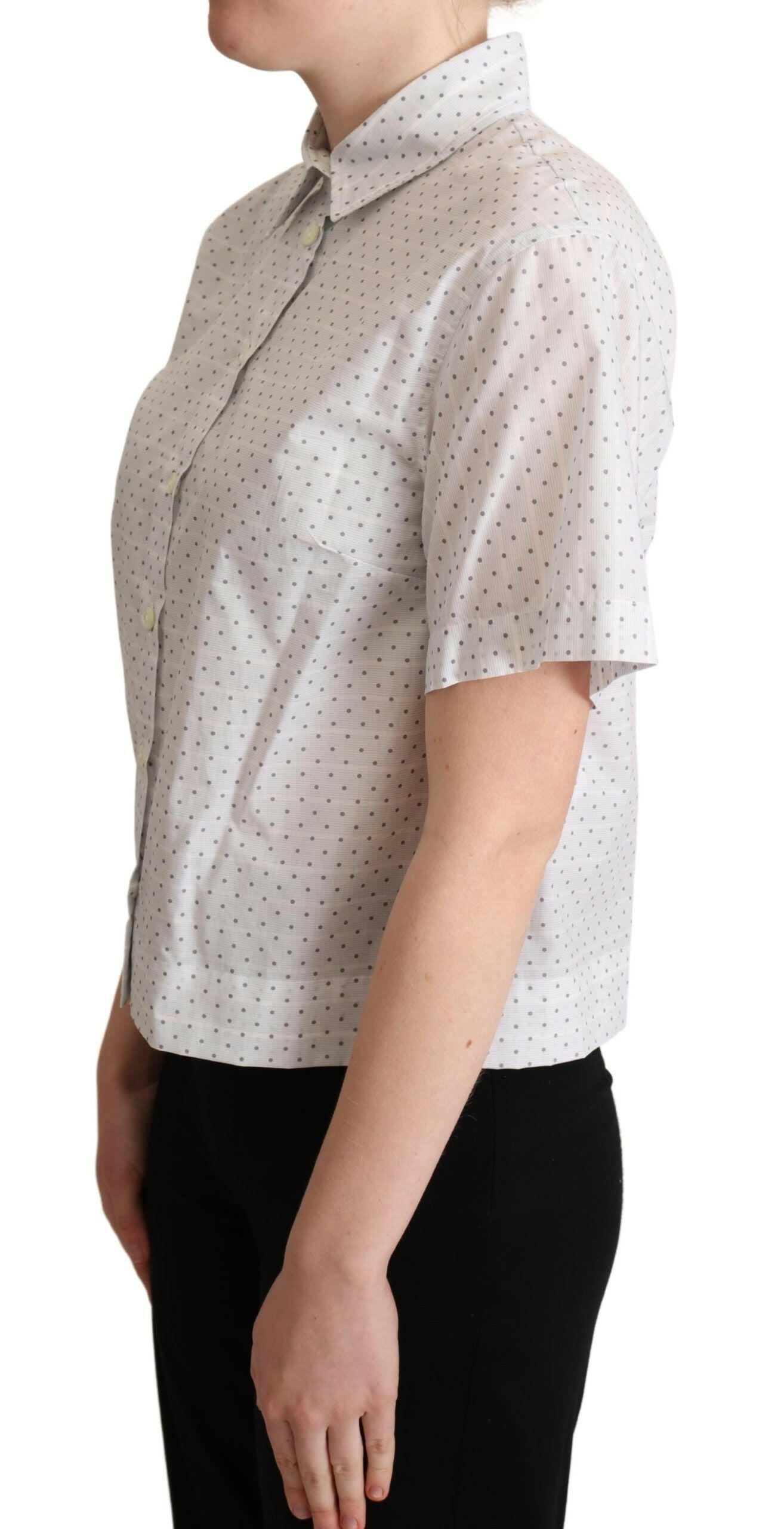Dolce & Gabbana White Black Polka Dots Collar Blouse Shirt -   -  Dolce & Gabbana. Dolce & Gabbana White Black Polka Dots Collar Blouse Shirt -   -  Dolce & Gabbana.