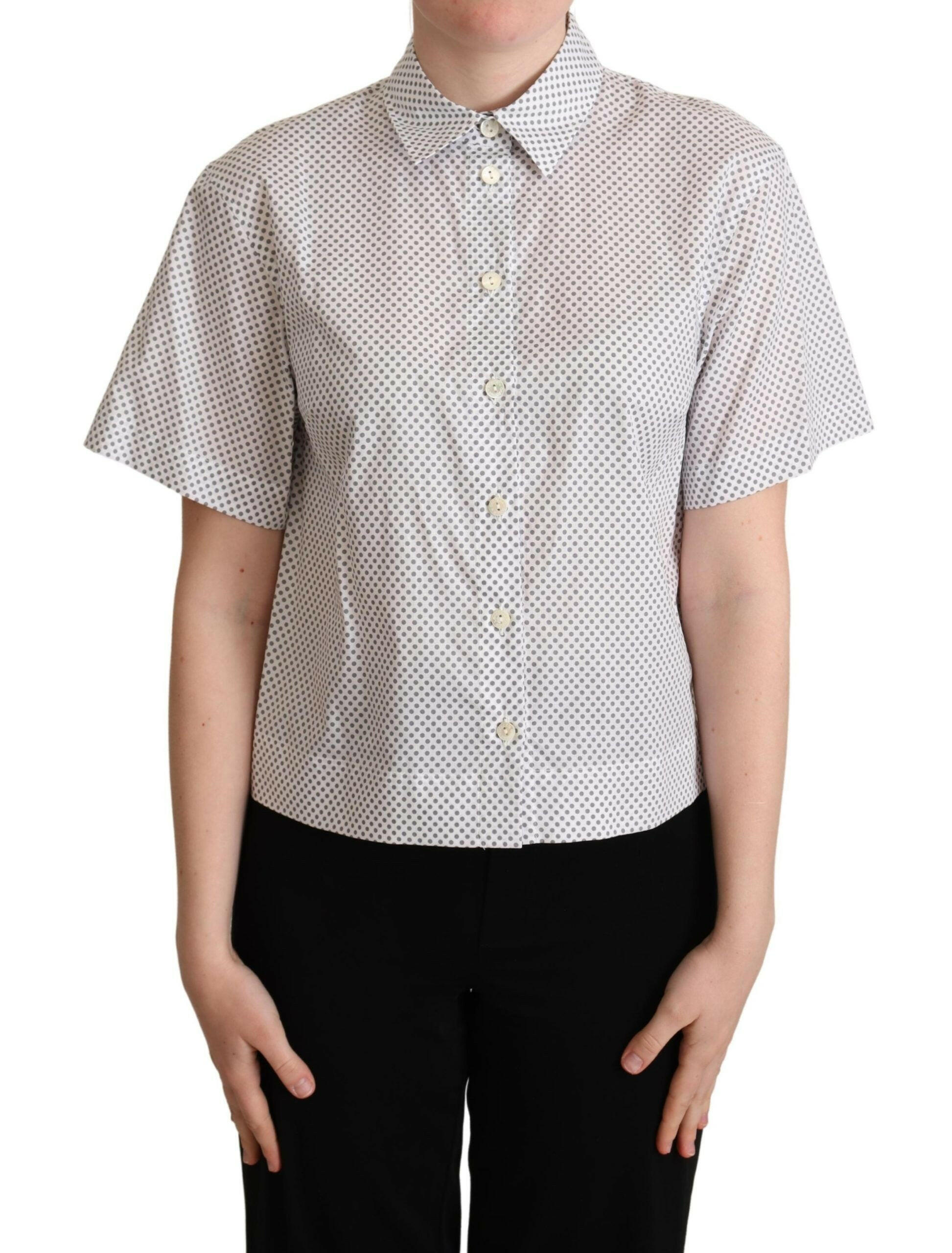 Dolce & Gabbana White Gray Polka Dots Collared Button Shirt -   -  Dolce & Gabbana.