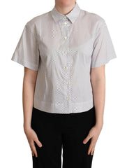 Dolce & Gabbana White Gray Polka Dots Collared Button Shirt -   -  Dolce & Gabbana.