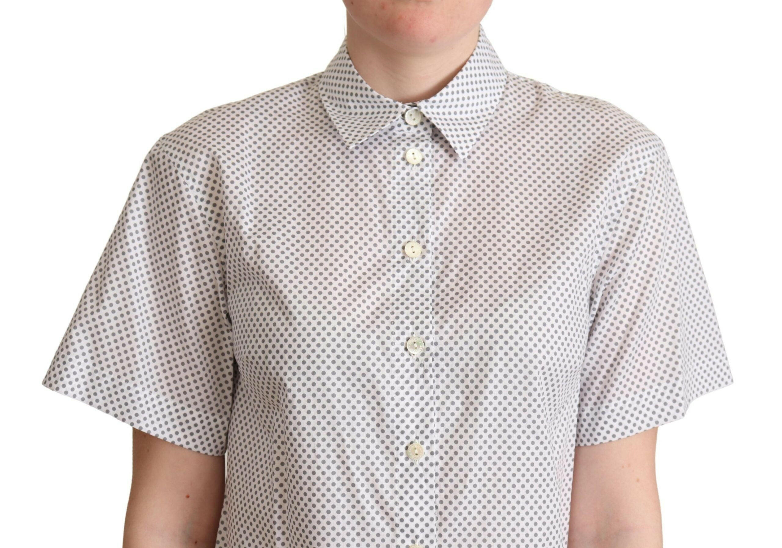 Dolce & Gabbana White Gray Polka Dots Collared Button Shirt -   -  Dolce & Gabbana. Dolce & Gabbana White Gray Polka Dots Collared Button Shirt -   -  Dolce & Gabbana.