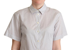 Dolce & Gabbana White Gray Polka Dots Collared Button Shirt -   -  Dolce & Gabbana.