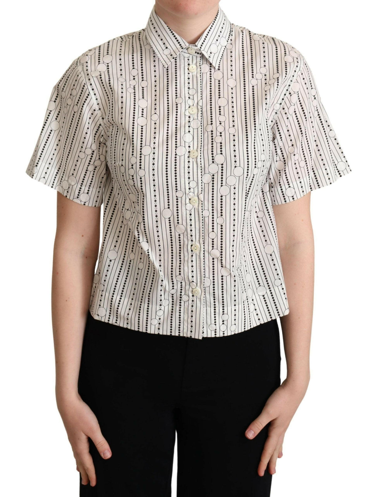 Dolce & Gabbana White Circles Dots Collared Button Up Shirt -   -  Dolce & Gabbana.