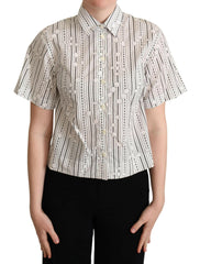 Dolce & Gabbana White Circles Dots Collared Button Up Shirt -   -  Dolce & Gabbana.