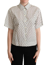 Dolce & Gabbana White Dotted Collared Blouse Shirt -   -  Dolce & Gabbana.