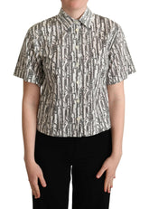 Dolce & Gabbana White Floral Collared Blouse Shirt -   -  Dolce & Gabbana.