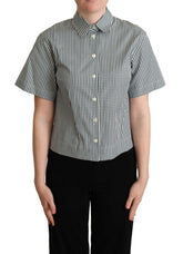 Dolce & Gabbana White Green Cotton Check Shirt Blouse Top -   -  Dolce & Gabbana.
