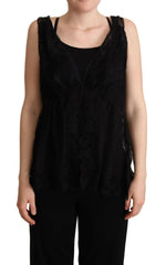 Dolce & Gabbana Black Silk Lace Trim Camisole Tank Top -   -  Dolce & Gabbana.
