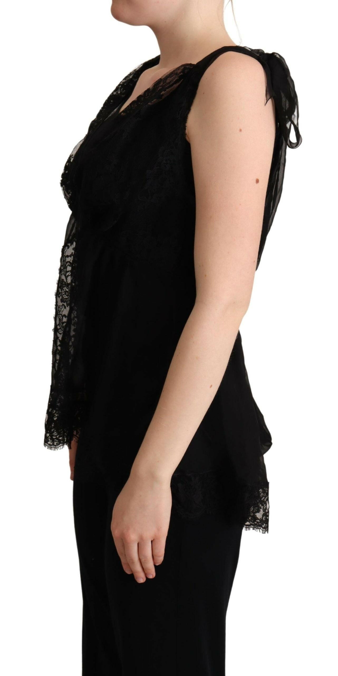 Dolce & Gabbana Black Silk Lace Trim Camisole Tank Top -   -  Dolce & Gabbana. Dolce & Gabbana Black Silk Lace Trim Camisole Tank Top -   -  Dolce & Gabbana.