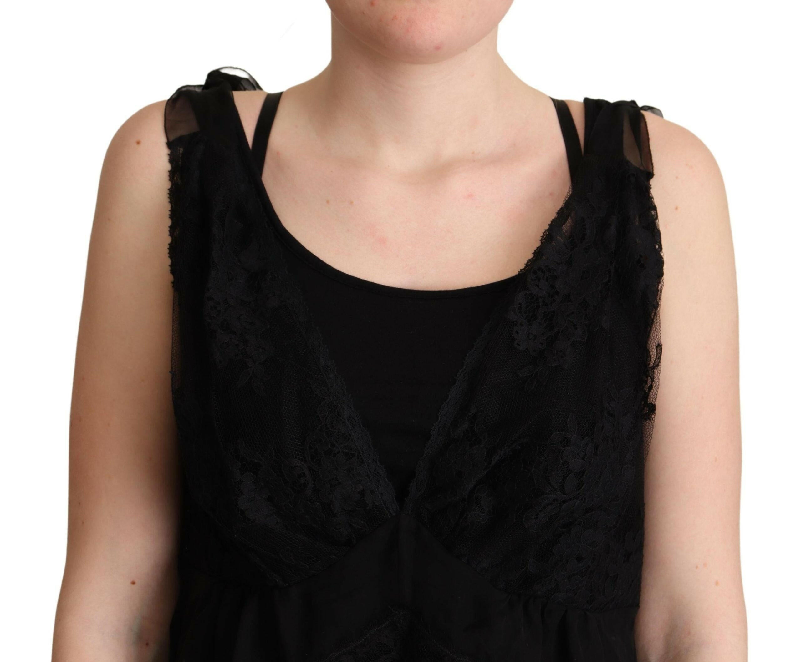 Dolce & Gabbana Black Silk Lace Trim Camisole Tank Top -   -  Dolce & Gabbana. Dolce & Gabbana Black Silk Lace Trim Camisole Tank Top -   -  Dolce & Gabbana.