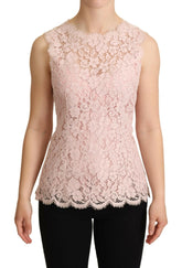 Dolce & Gabbana Pink Floral Lace Sleeveless Tank Blouse Top -   -  Dolce & Gabbana.