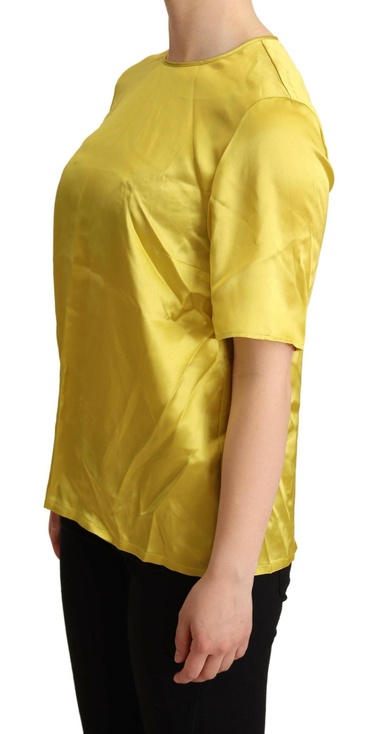 Dolce & Gabbana Yellow Silk Short Sleeve Blouse T-shirt -   -  Dolce & Gabbana. Dolce & Gabbana Yellow Silk Short Sleeve Blouse T-shirt -   -  Dolce & Gabbana.