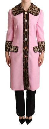 Dolce & Gabbana Pink Leopard Wool Trenchcoat Jacket -   -  Dolce & Gabbana.