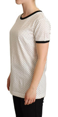 Dolce & Gabbana White Dotted Crewneck Cotton T-shirt -   -  Dolce & Gabbana.