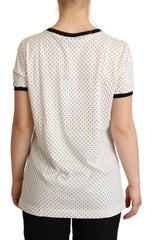 Dolce & Gabbana White Dotted Crewneck Cotton T-shirt -   -  Dolce & Gabbana.