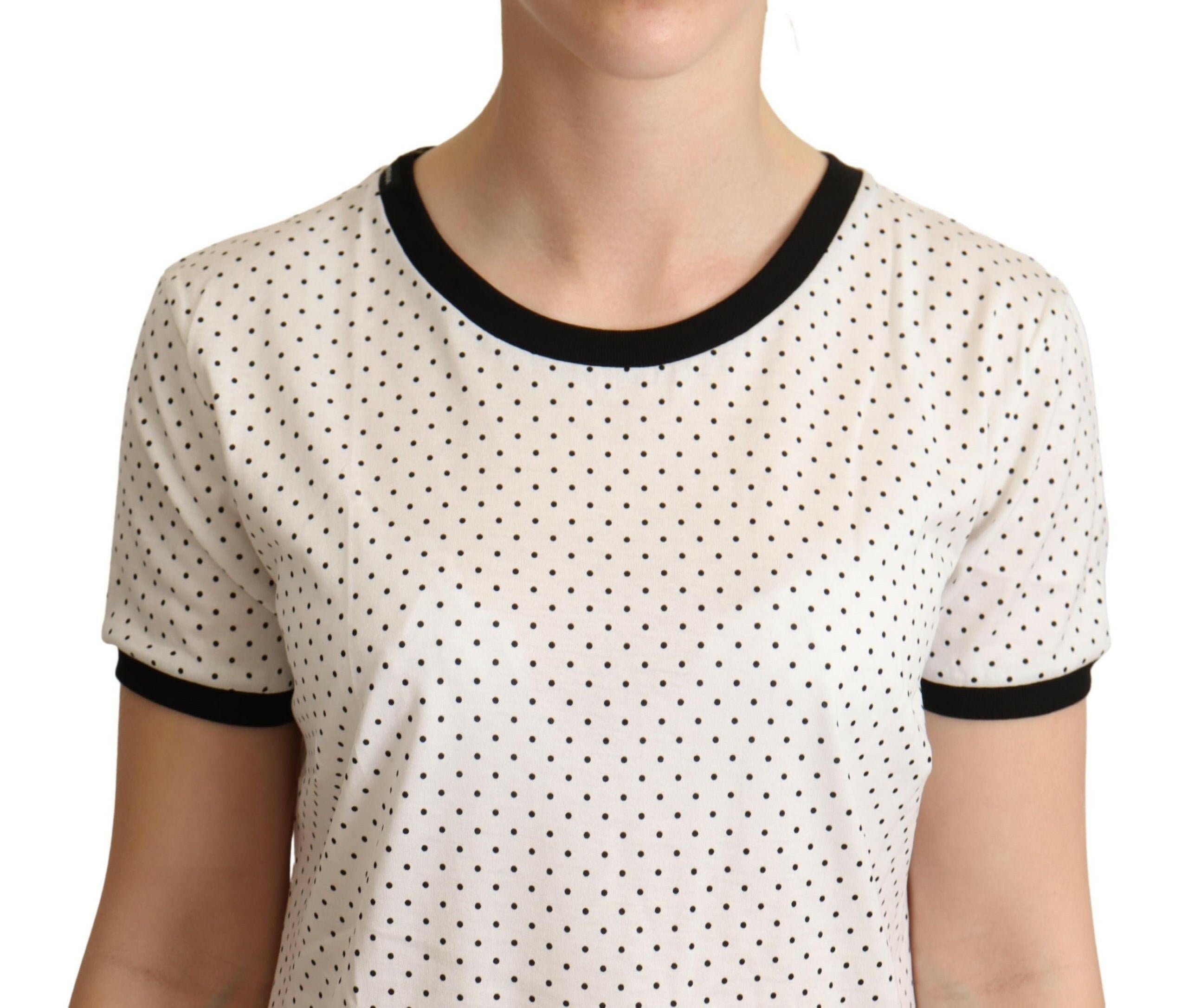 Dolce & Gabbana White Dotted Crewneck Cotton T-shirt -   -  Dolce & Gabbana. Dolce & Gabbana White Dotted Crewneck Cotton T-shirt -   -  Dolce & Gabbana.