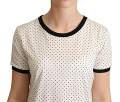 Dolce & Gabbana White Dotted Crewneck Cotton T-shirt -   -  Dolce & Gabbana.