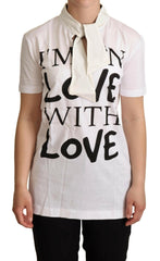 Dolce & Gabbana White Cotton Silk I'm In Love Top T-shirt -   -  Dolce & Gabbana.