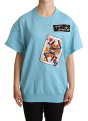 Dolce & Gabbana BLue Queen Of Hearts Card Sweater T-shirt -   -  Dolce & Gabbana.