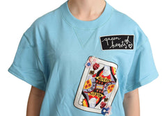 Dolce & Gabbana BLue Queen Of Hearts Card Sweater T-shirt -   -  Dolce & Gabbana.