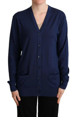 Dolce & Gabbana Blue Virgin Wool Button Down Cardigan Sweater -   -  Dolce & Gabbana.
