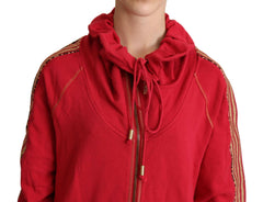 John Galliano Red Full Zip Jacket Sweatshirt Hooded Sweater -   -  John Galliano.