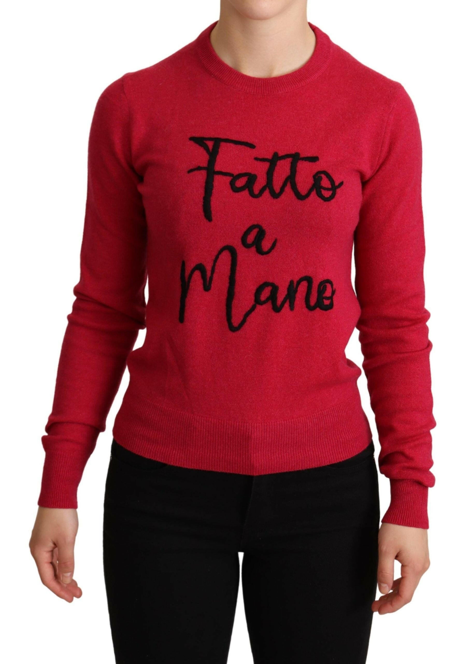 Dolce & Gabbana Pink Embroidered Cashmere Wool Pullover Sweater - - Dolce & Gabbana.