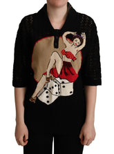 Dolce & Gabbana Black Embroidered Knitted Cotton Sweater -   -  Dolce & Gabbana.