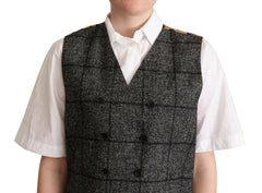 Dolce & Gabbana Gray Wool Leopard Print Waistcoat Vest - - Dolce & Gabbana.