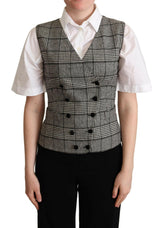 Dolce & Gabbana Gray Checkered Sleeveless Waistcoat Vest -   -  Dolce & Gabbana.