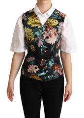 Dolce & Gabbana Black Jacquard Floral Waistcoat Vest -   -  Dolce & Gabbana.