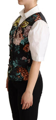 Dolce & Gabbana Black Jacquard Floral Waistcoat Vest -   -  Dolce & Gabbana.
