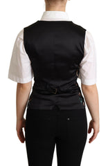 Dolce & Gabbana Black Jacquard Floral Waistcoat Vest -   -  Dolce & Gabbana.