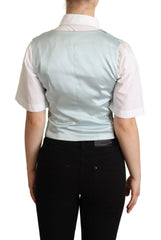Dolce & Gabbana Mint Green Floral Silk Waistcoat Vest -   -  Dolce & Gabbana.
