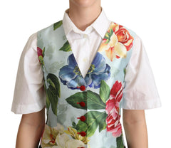Dolce & Gabbana Mint Green Floral Silk Waistcoat Vest -   -  Dolce & Gabbana.