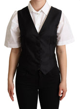 Dolce & Gabbana Black Silk Sleeveless Waistcoat Vest -   -  Dolce & Gabbana.