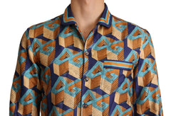 Dolce & Gabbana Multicolor DG Logo Silk Mens Top Shirt -   -  Dolce & Gabbana.