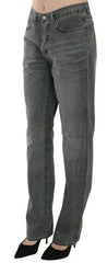 Just Cavalli Gray Washed Mid Waist Straight Denim Pants Jeans - - Just Cavalli.