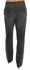 Just Cavalli Gray Washed Mid Waist Straight Denim Pants Jeans - - Just Cavalli.