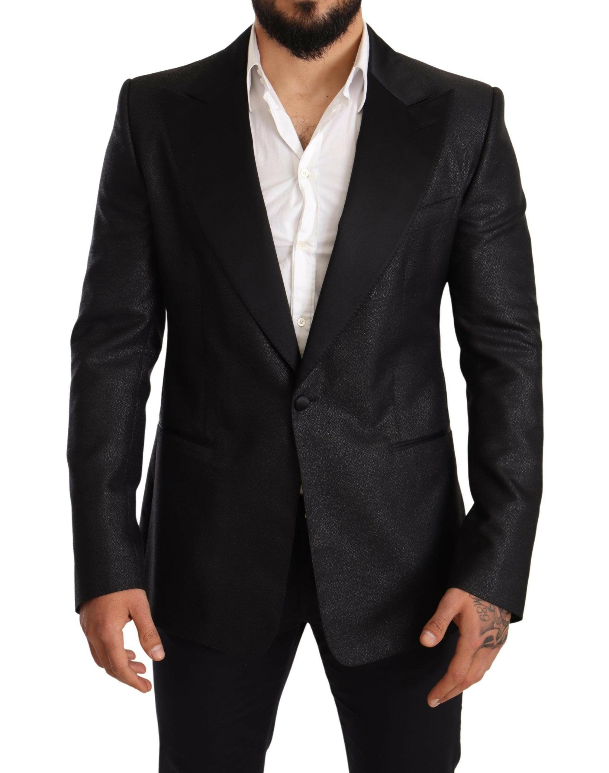 Dolce & Gabbana Black Metallic Slim Jacket Tuxedo Blazer -   -  Dolce & Gabbana.
