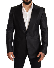Dolce & Gabbana Black Metallic Slim Jacket Tuxedo Blazer -   -  Dolce & Gabbana.