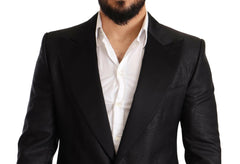 Dolce & Gabbana Black Metallic Slim Jacket Tuxedo Blazer -   -  Dolce & Gabbana.