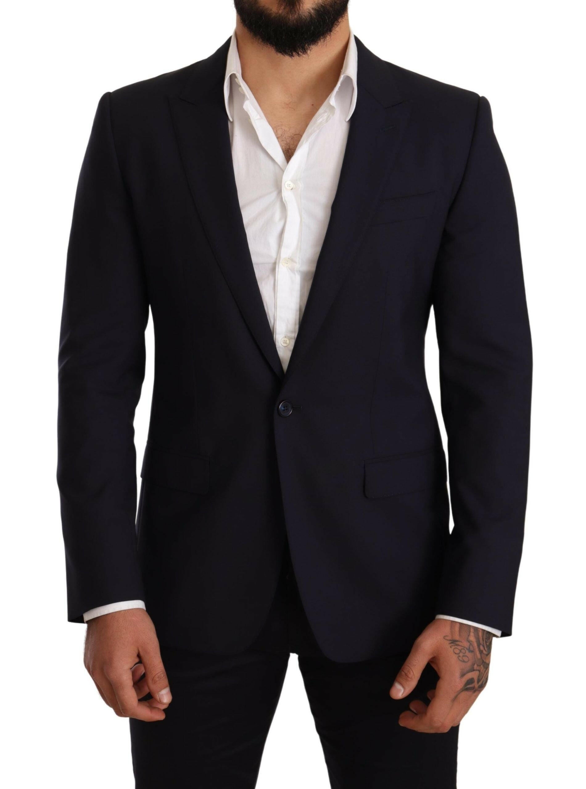 Dolce & Gabbana Navy Blue Wool Slim Fit MARTINI Blazer -   -  Dolce & Gabbana.